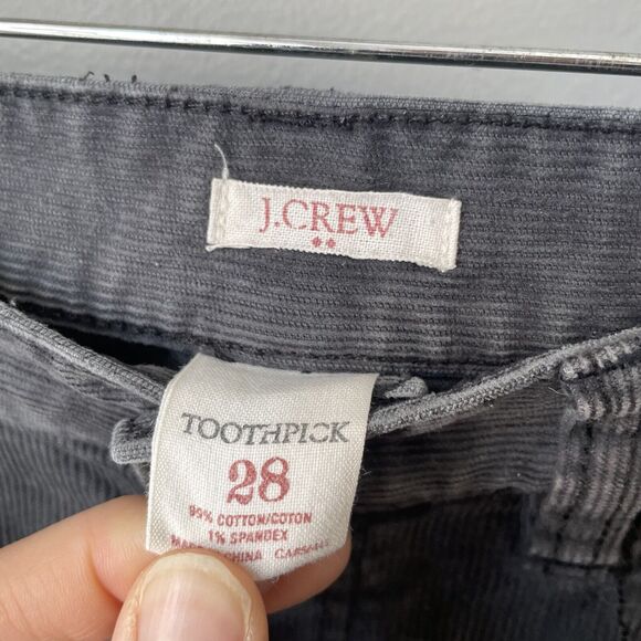 J.Crew Toothpick Gray Corduroy Pants‎ Size 28 Inseam 27” Mid Rise - Picture 2 of 7